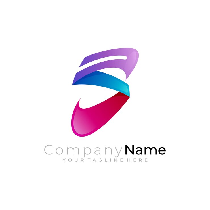 Vector logotipo de letra s simple con iconos de negocios de diseño colorido 3d