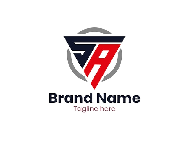 El logotipo de la letra SA, el vector de diseño del logotipo de letra SA con colores negro y rojo, el diseño del logotipio de letra SA.
