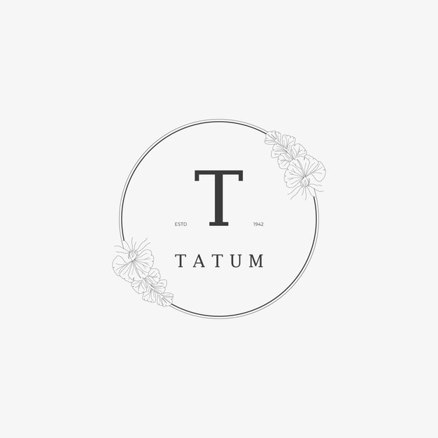 Logotipo de letra T con concepto floral creativo para empresa negocio belleza bienes raíces Vector Premium