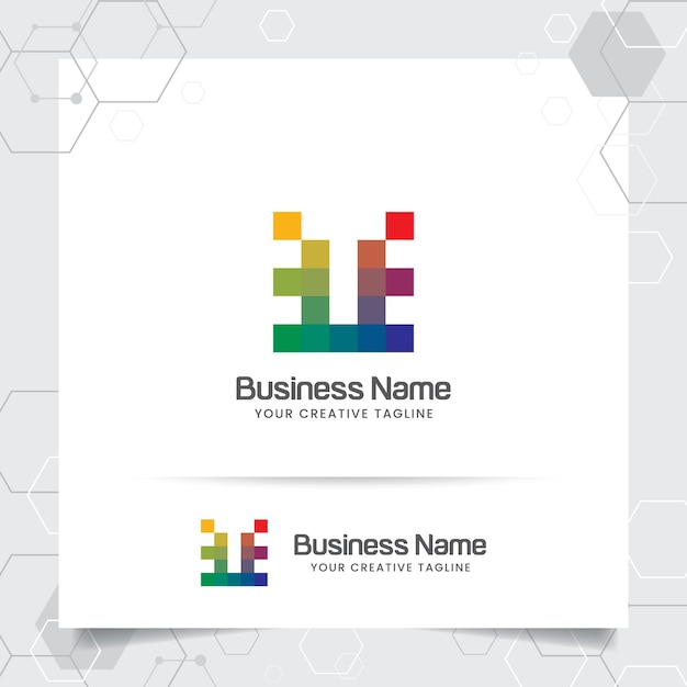 Logotipo de la letra T digital en estilo de píxel triángulo moderno Letra T colorida con mosaico y geométrica