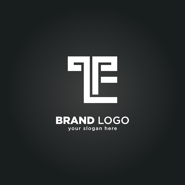 Logotipo de la letra T y E Monograma con fondo negro