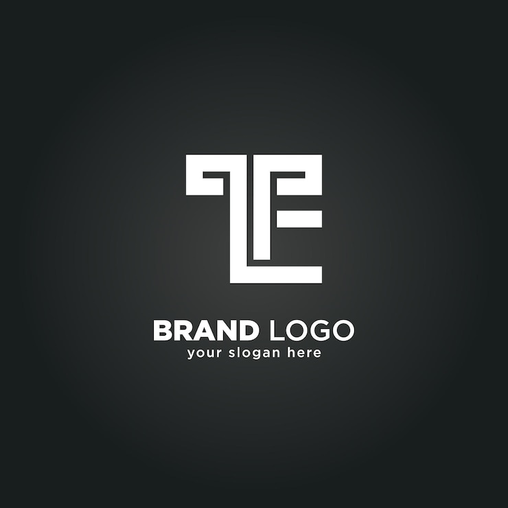 Vector logotipo de la letra t y e monograma con fondo negro