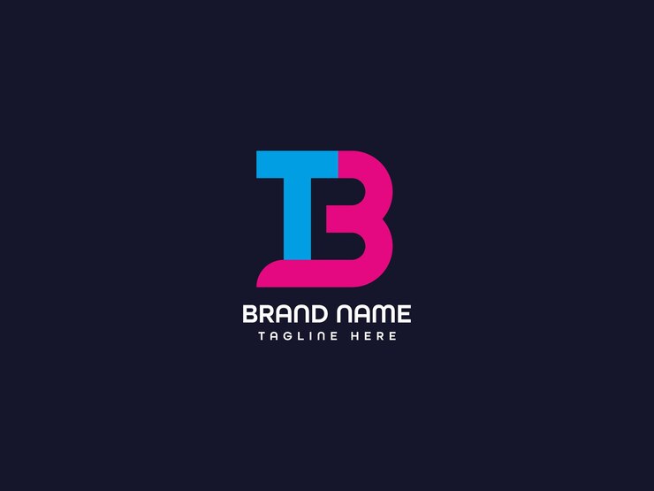 Vector logotipo de la letra t con una letra azul b