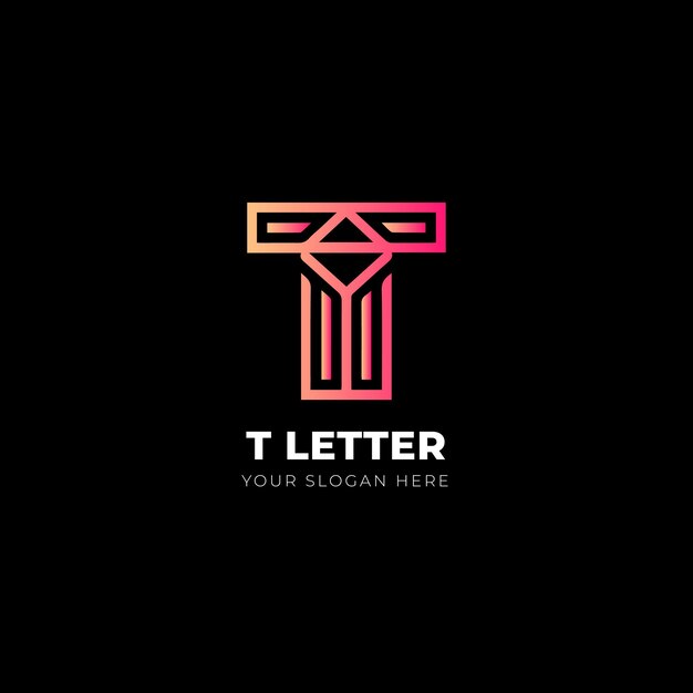 Logotipo de la letra T con líneas artísticas mínimas
