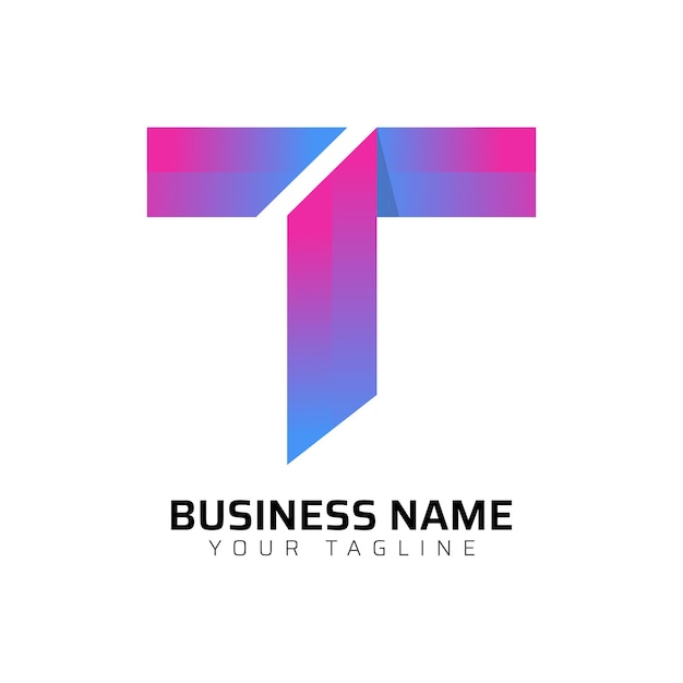 El logotipo de la letra T Premium Gradient