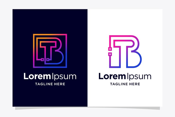 Vector logotipo de letra tb con concepto de tecnología
