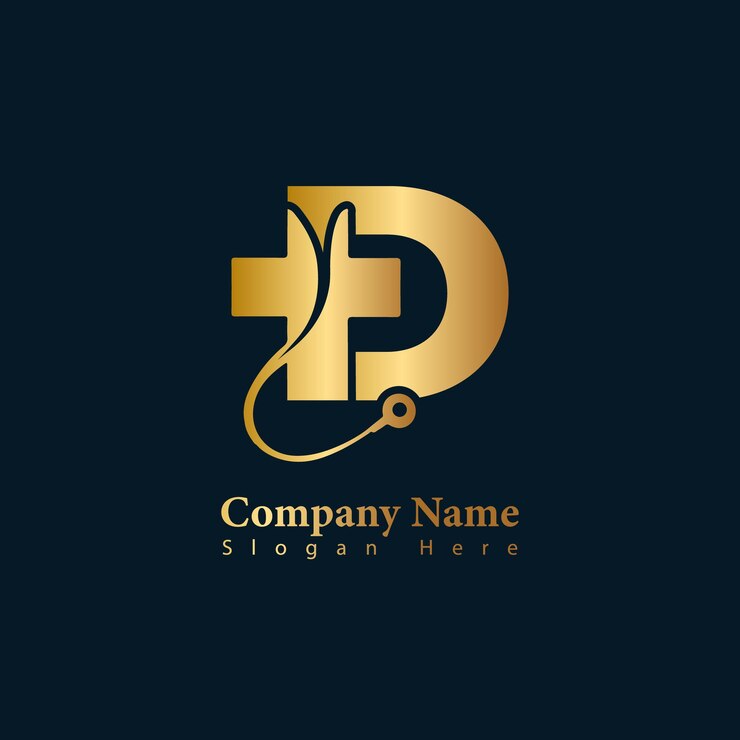 Un logotipo de la letra td con un logotipo médico de la letra td dorada