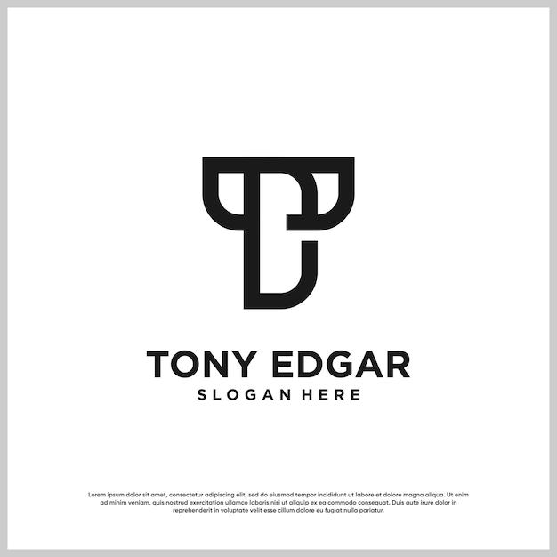 Logotipo de letra con TE inicial con estilo único Premium Vector