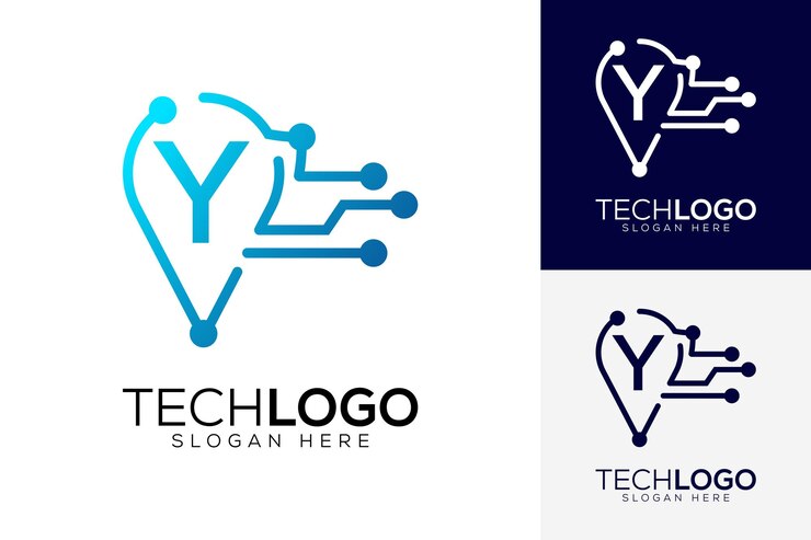 Vector logotipo de la letra y de la tecnología vectorial