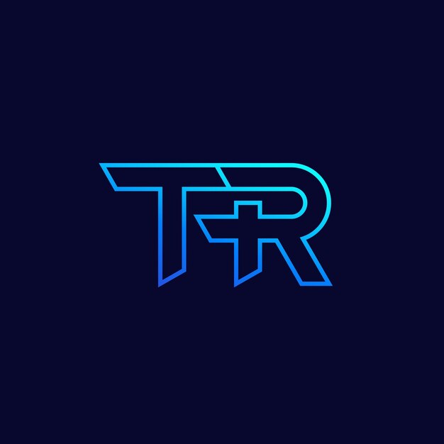 Logotipo de letra TR, monograma, diseño lineal vectorial