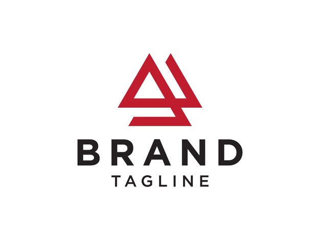 Logotipo De La Letra A Triangular Roja Abstracta. Elemento de plantilla de diseño de logotipo de vector plano.