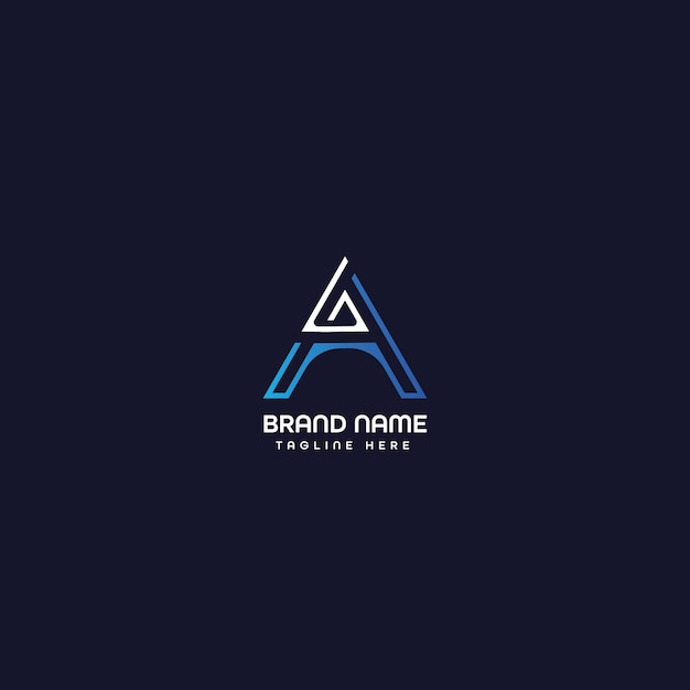 Un logotipo de letra con un triángulo azul.