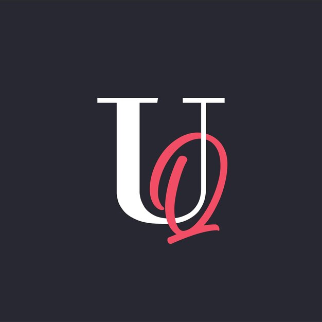 Logotipo de la letra UQ perfectamente mezclado Iniciales Diseño del logotipo de la carta UQ