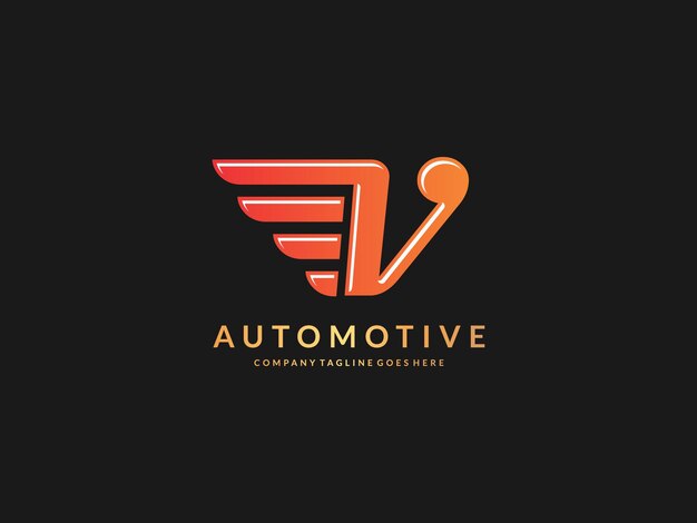 Logotipo letra V ala enlazada. Diseño de vector de logotipo de alfabeto