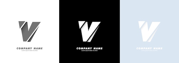 Logotipo de la letra V del alfabeto de arte abstracto. Diseño roto.