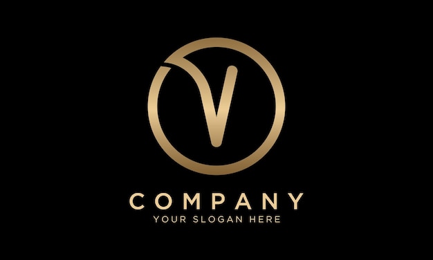 Logotipo de letra V con forma de círculo Plantilla de vector de diseño de logotipo creativo único moderno Diseño de identidad elegante en color dorado