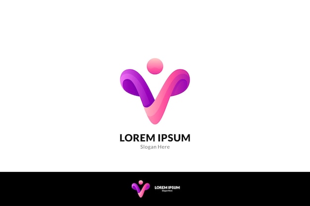 Vector logotipo de la letra v y la gente para la empresa