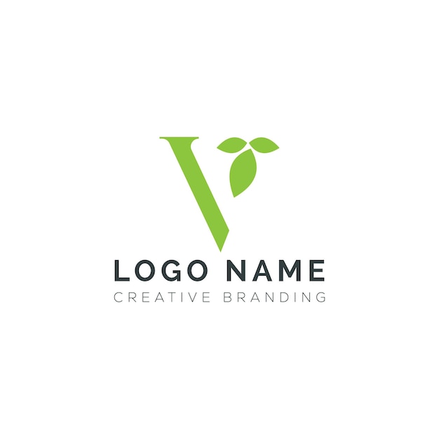 Logotipo de la letra V con hojas