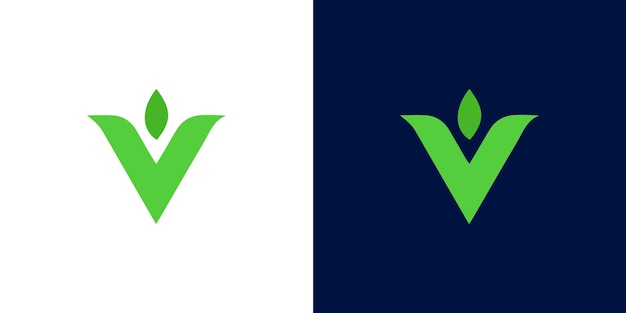 Vector el logotipo de la letra v de la naturaleza