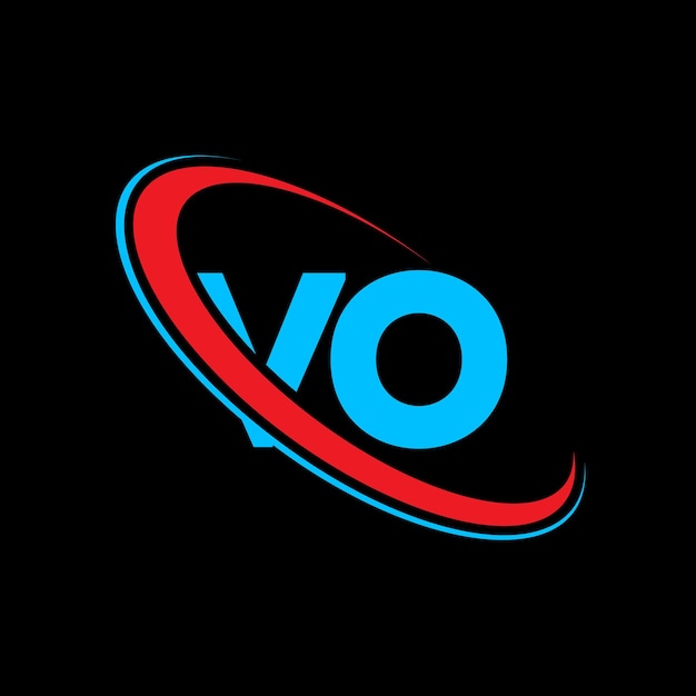 Logotipo de la letra VO Diseño de la letra inicial VO círculo vinculado monograma en mayúsculas logotipo rojo y azul logotipo VO