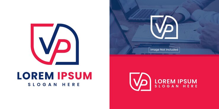 Vector logotipo de letra vp en estilo minimalista simple