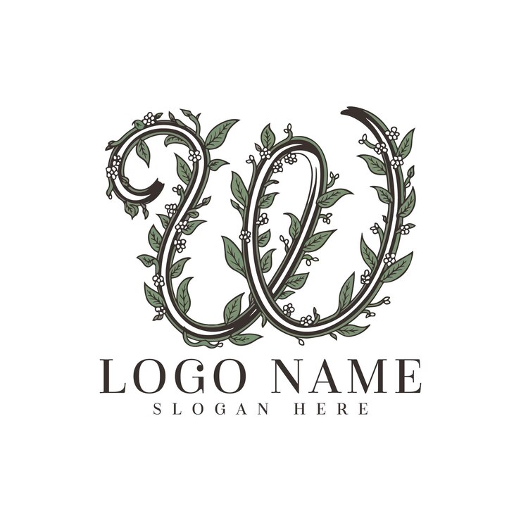 Vector logotipo de la letra w de estilo vintage