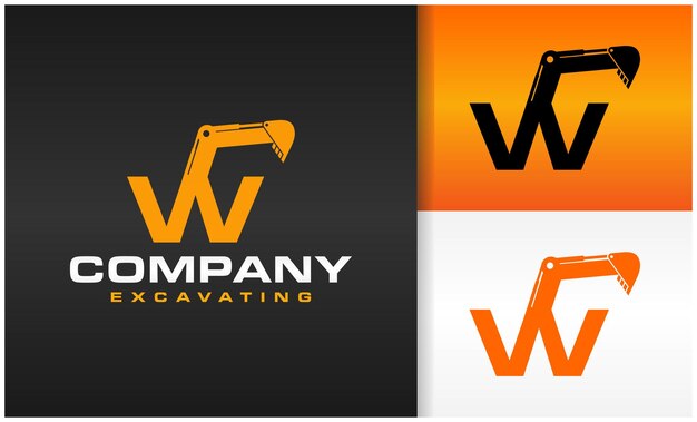 logotipo de la letra W de la excavadora