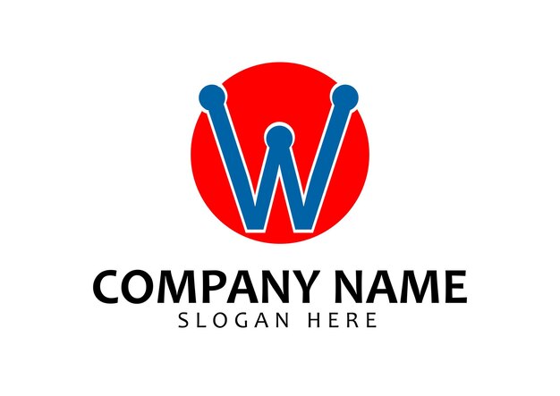 Logotipo de letra W en fondo rojo