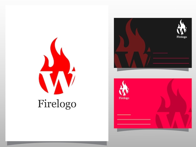 Logotipo de letra W de logotipo con ilustración de vector de diseño de logotipo de llamas de fuego