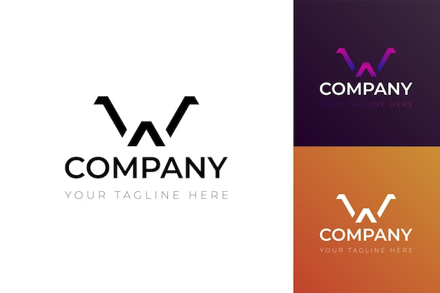 Logotipo de letra w para negocios en diferentes conceptos de inicio de empresa o vector de logotipo de identidad de corporación