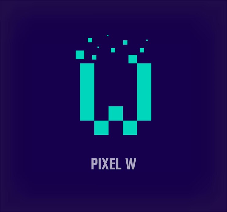 Vector logotipo de letra w de píxeles creativos arte de píxeles digitales únicos y vector de plantilla de explosión de píxeles