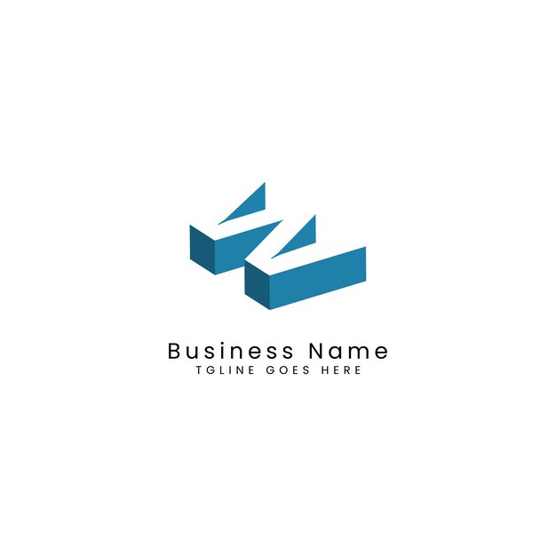 Logotipo de letra W simple en diseño 3d Alfabeto W en icono de forma geométrica