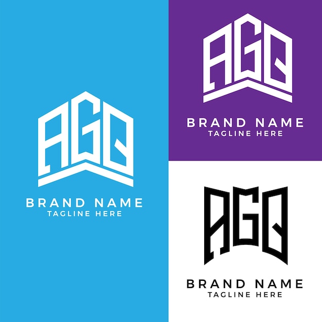 Logotipo de la letra WebAGQ. Diseño de logotipo AGQ Monogram para empresarios y empresas.