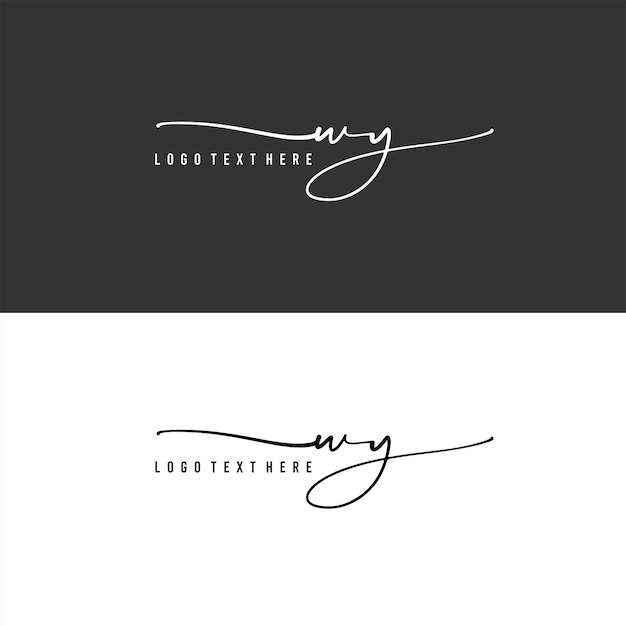 logotipo de letra WY escrito a mano, firma WY, monograma WY, iniciales WY