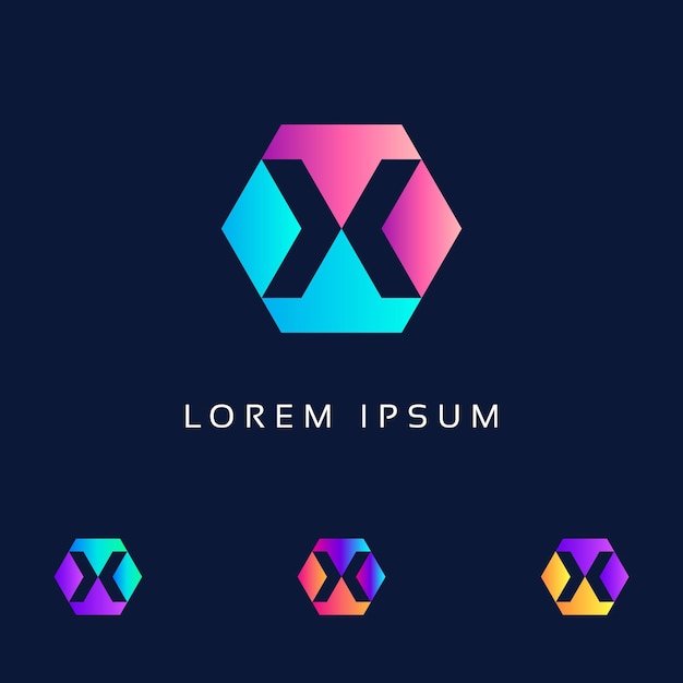 logotipo de letra x colorido logotipo de letra creativo único y vector de diseño de icono
