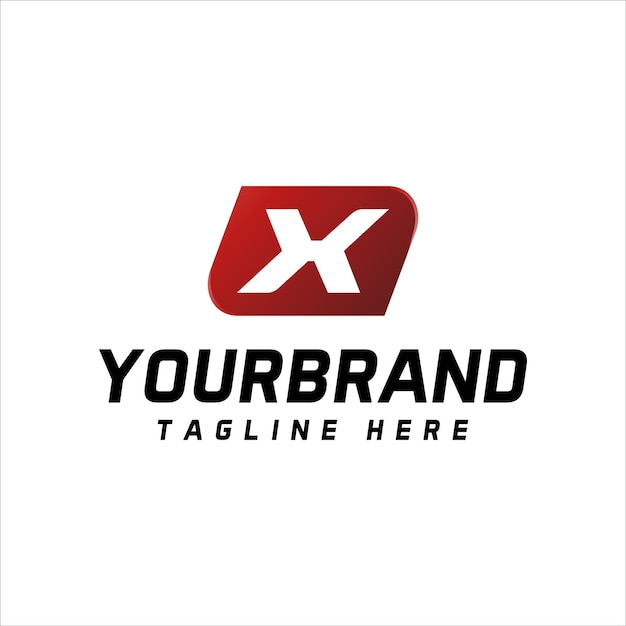 Logotipo de letra X Símbolo de forma color blanco y rojo