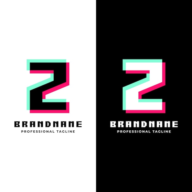 El logotipo de la letra Z Glitch es genial para proyectos futuristas e innovadores