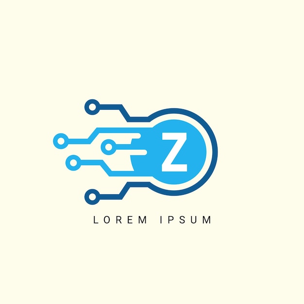Logotipo de la letra Z Símbolo de forma de círculo color verde y azul Tecnología conexión de puntos abstractos digitales