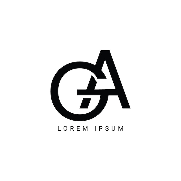 Logotipo de las letras del alfabeto GA AG G y A