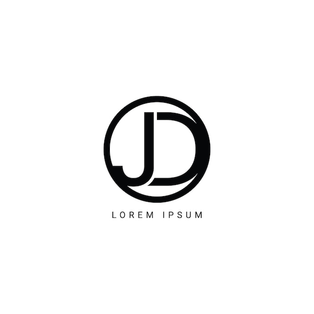 El logotipo de las letras del alfabeto JD DJ J y D