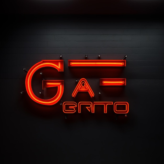 Vector logotipo de las letras de automóviles gr para el taller de reparación de automóviles fondo negro rojo minimalista y naranja fluorescente