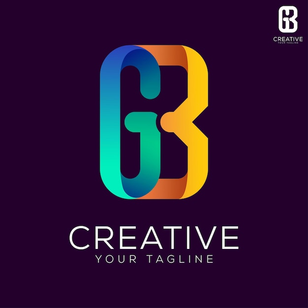 El logotipo de las letras gb con gradiente de colores