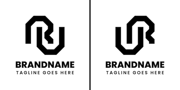Logotipo de las letras geométricas RU y UR Monograma adecuado para cualquier marca con las iniciales RU o UR
