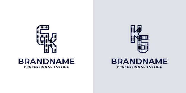 Logotipo de las letras GK y KG Dot Monogram adecuado para negocios con las iniciales KG o GK