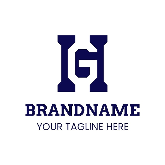 El logotipo de las letras HG Monogram es adecuado para cualquier marca con las iniciales GH o HG