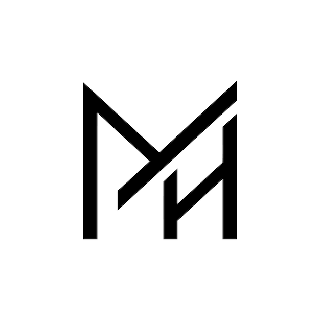 El logotipo de las letras iniciales de lujo moderno de MH