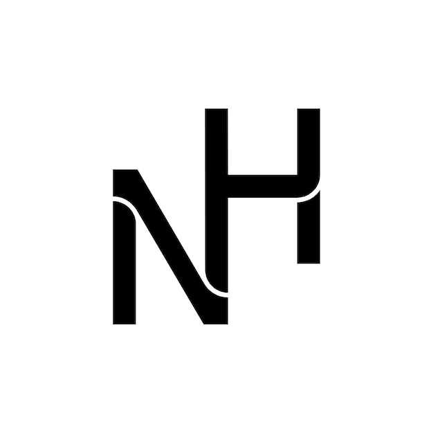 Vector logotipo de las letras iniciales nh o logotipo de las palabras iniciales hn