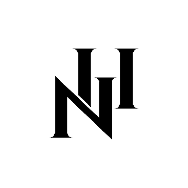 Logotipo de las letras iniciales NH o logotipo de las palabras iniciales HN