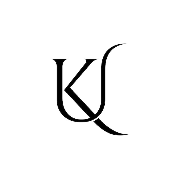 Logotipo de las letras iniciales del Reino Unido o logotipo de las palabras iniciales del KU
