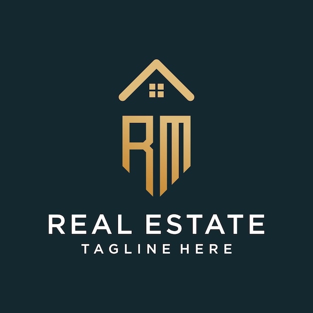 El logotipo de las letras inmobiliarias RM concepto único Vector Premium